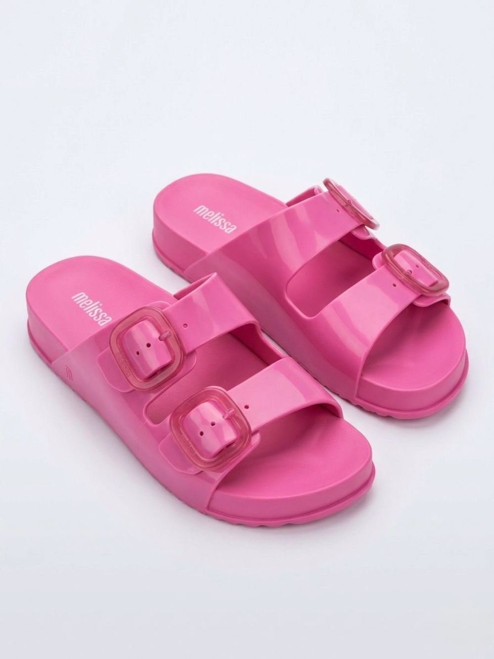 Melissa Pink Double-Buckle Slide Sandals